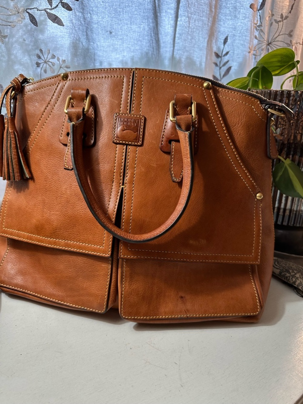 Dooney & Bourke Florentine Clayton Natural Tan Leather Satchel Bag